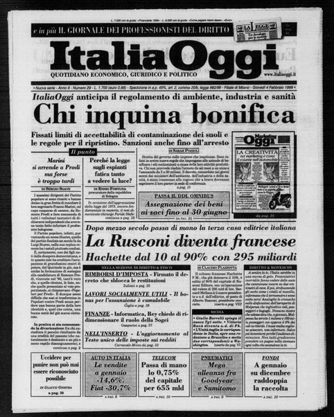 Italia oggi : quotidiano di economia finanza e politica